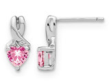 1.25 Carat (ctw) Lab Created Pink Sapphire Heart Earrings in Sterling Silver